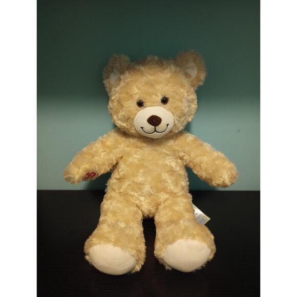 Build A Bear tan bear‎ with Pink Rainbow Heart Hoodie - Picture 2 of 7